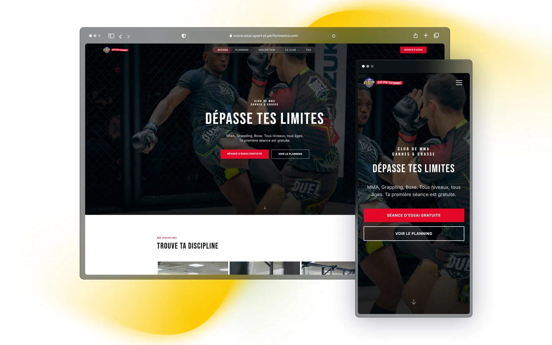 Azur Sport et Performance, aperçu du site